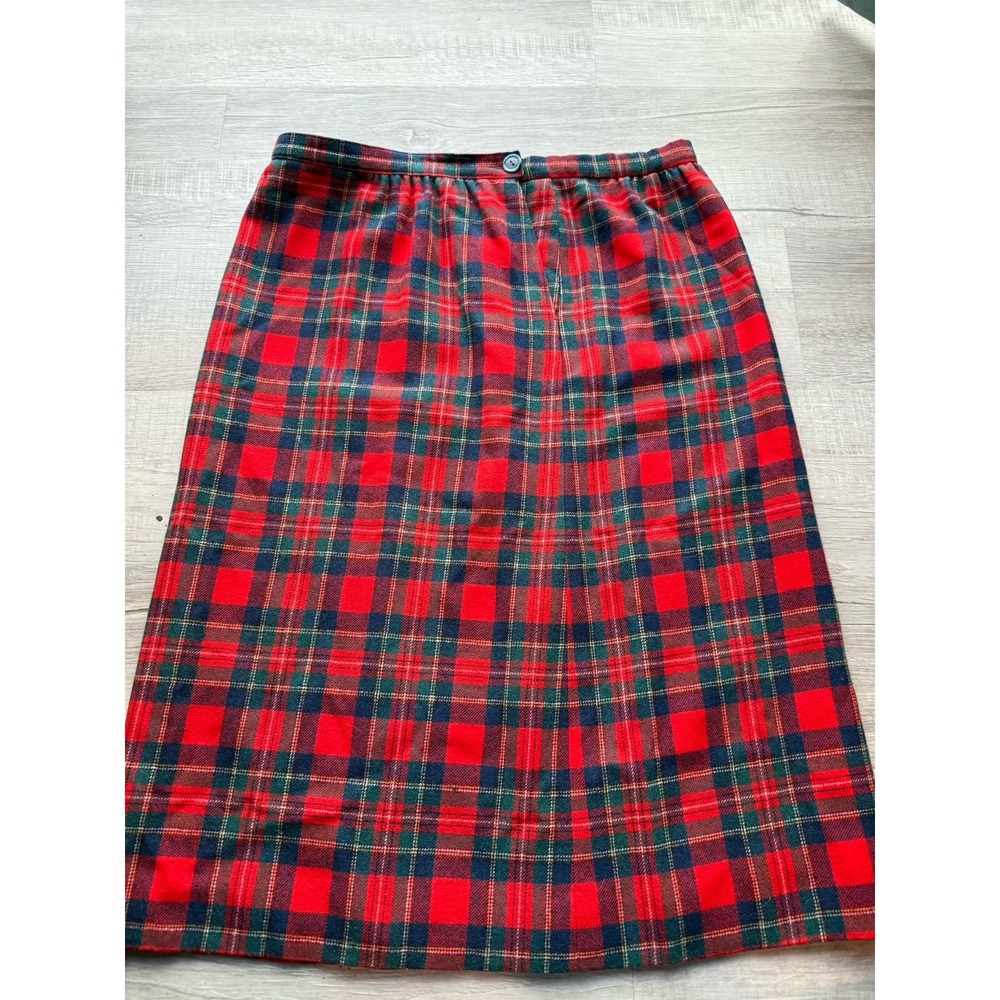 Pendleton Wool Plaid Christmas Skirt Tartan Women's Size 14 Green Red Vintage